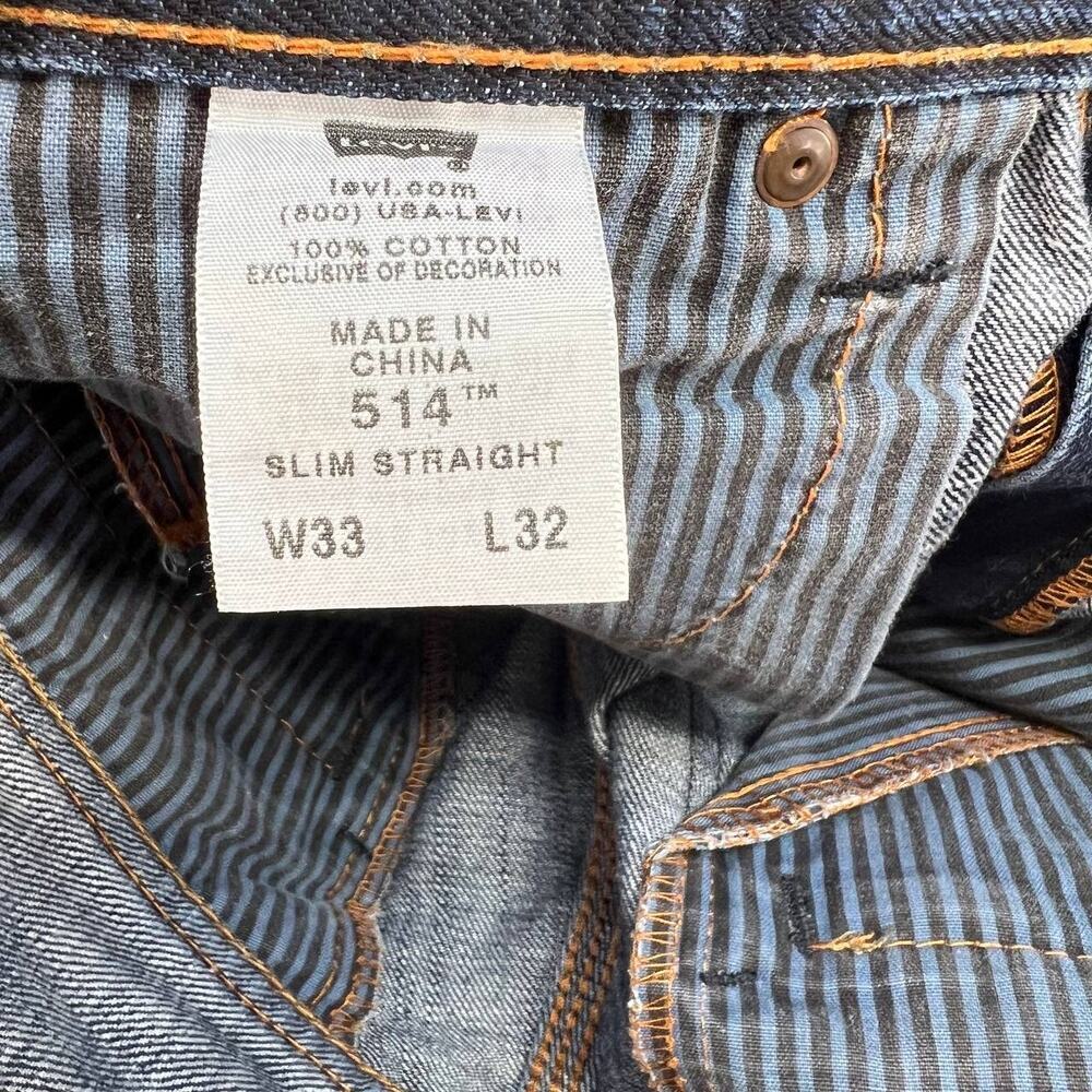 Vintage Levi's 514 Men's Slim Straight Jeans Size W33/L32 Zipper Back Pockets - Picture 11 of 14